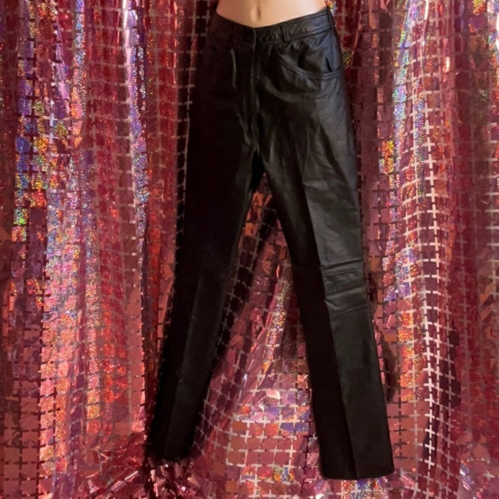 VINTAGE BLACK LEATHER PANTS with matching lining in small size